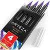 Arteza Real Brush Pens, A152 Acid Green, Pack of 4, Watercolor Pens with Nylon Brush Tips, Art Supplies for Dry-Brush Painting, Sketching, Coloring & Calligraphy(A109 Violet)