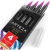 Arteza Real Brush Pens, A152 Acid Green, Pack of 4, Watercolor Pens with Nylon Brush Tips, Art Supplies for Dry-Brush Painting, Sketching, Coloring & Calligraphy(A110 Mulberry Pink)