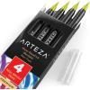 Arteza Real Brush Pens, A152 Acid Green, Pack of 4, Watercolor Pens with Nylon Brush Tips, Art Supplies for Dry-Brush Painting, Sketching, Coloring & Calligraphy(A152 Acid Green)