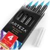 Arteza Real Brush Pens, A152 Acid Green, Pack of 4, Watercolor Pens with Nylon Brush Tips, Art Supplies for Dry-Brush Painting, Sketching, Coloring & Calligraphy(A117 Arctic Blue)
