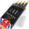 Arteza Real Brush Pens, A152 Acid Green, Pack of 4, Watercolor Pens with Nylon Brush Tips, Art Supplies for Dry-Brush Painting, Sketching, Coloring & Calligraphy(A156 Sunset Yellow)