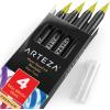 Arteza Real Brush Pens, A152 Acid Green, Pack of 4, Watercolor Pens with Nylon Brush Tips, Art Supplies for Dry-Brush Painting, Sketching, Coloring & Calligraphy(A154 Green Tea)