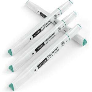 Arteza EverBlend Art Markers Fluorescent Coral A302 (Set of 4), Alcohol Based Sketch Markers with Dual Tips (Fine and Broad Chisel) for Painting, Coloring, Sketching and Drawing(Sea Green A554 (Set of 4))