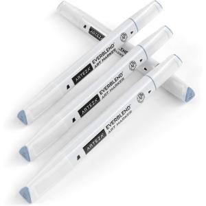 Arteza EverBlend Art Markers Fluorescent Coral A302 (Set of 4), Alcohol Based Sketch Markers with Dual Tips (Fine and Broad Chisel) for Painting, Coloring, Sketching and Drawing(Ocean Blue A255 (Set of 4))