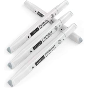 Arteza EverBlend Art Markers Fluorescent Coral A302 (Set of 4), Alcohol Based Sketch Markers with Dual Tips (Fine and Broad Chisel) for Painting, Coloring, Sketching and Drawing(Weathered Gray A634)