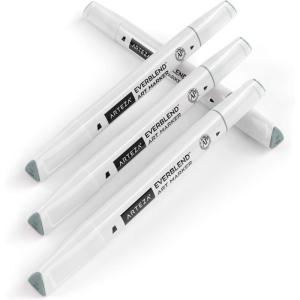 Arteza EverBlend Art Markers Fluorescent Coral A302 (Set of 4), Alcohol Based Sketch Markers with Dual Tips (Fine and Broad Chisel) for Painting, Coloring, Sketching and Drawing(Sage Green A551 (Set of 4))
