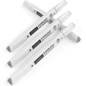 Arteza EverBlend Art Markers Fluorescent Coral A302 (Set of 4), Alcohol Based Sketch Markers with Dual Tips (Fine and Broad Chisel) for Painting, Coloring, Sketching and Drawing(Mushroom Gray A641)
