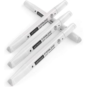 Arteza EverBlend Art Markers Fluorescent Coral A302 (Set of 4), Alcohol Based Sketch Markers with Dual Tips (Fine and Broad Chisel) for Painting, Coloring, Sketching and Drawing(Sea Salt Gray A640)