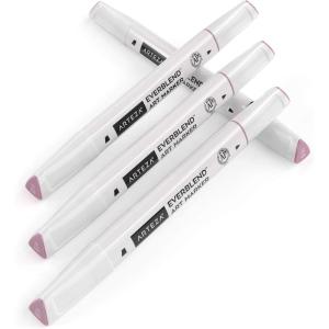 Arteza EverBlend Art Markers Fluorescent Coral A302 (Set of 4), Alcohol Based Sketch Markers with Dual Tips (Fine and Broad Chisel) for Painting, Coloring, Sketching and Drawing(Muted Rose Pink A614)