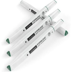 Arteza EverBlend Art Markers Fluorescent Coral A302 (Set of 4), Alcohol Based Sketch Markers with Dual Tips (Fine and Broad Chisel) for Painting, Coloring, Sketching and Drawing(Hunter Green A2552 (Set of 4))