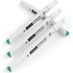 Arteza EverBlend Art Markers Fluorescent Coral A302 (Set of 4), Alcohol Based Sketch Markers with Dual Tips (Fine and Broad Chisel) for Painting, Coloring, Sketching and Drawing(Cactus Green A556 (Set of 4))