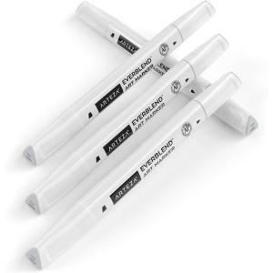 Arteza EverBlend Art Markers Fluorescent Coral A302 (Set of 4), Alcohol Based Sketch Markers with Dual Tips (Fine and Broad Chisel) for Painting, Coloring, Sketching and Drawing(White Diamond A1503 (Set of 4))