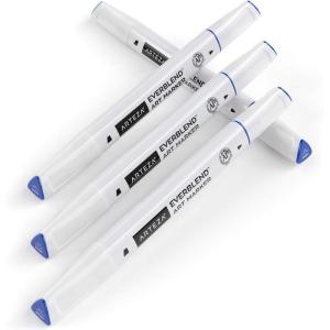 Arteza EverBlend Art Markers Fluorescent Coral A302 (Set of 4), Alcohol Based Sketch Markers with Dual Tips (Fine and Broad Chisel) for Painting, Coloring, Sketching and Drawing(Light Navy Blue A8269 (Set of 4))