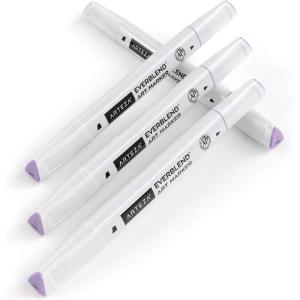 Arteza EverBlend Art Markers Fluorescent Coral A302 (Set of 4), Alcohol Based Sketch Markers with Dual Tips (Fine and Broad Chisel) for Painting, Coloring, Sketching and Drawing(Lilac A884 (Set of 4))