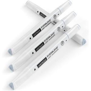 Arteza EverBlend Art Markers Fluorescent Coral A302 (Set of 4), Alcohol Based Sketch Markers with Dual Tips (Fine and Broad Chisel) for Painting, Coloring, Sketching and Drawing(Powder Blue A253 (Set of 4))