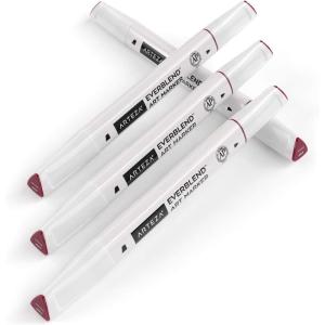 Arteza EverBlend Art Markers Fluorescent Coral A302 (Set of 4), Alcohol Based Sketch Markers with Dual Tips (Fine and Broad Chisel) for Painting, Coloring, Sketching and Drawing(Burgundy A401 (Set of 4))