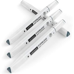 Arteza EverBlend Art Markers Fluorescent Coral A302 (Set of 4), Alcohol Based Sketch Markers with Dual Tips (Fine and Broad Chisel) for Painting, Coloring, Sketching and Drawing(Deep Muted Green A559 (Set of 4))