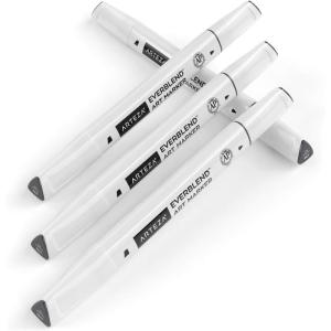 Arteza EverBlend Art Markers Fluorescent Coral A302 (Set of 4), Alcohol Based Sketch Markers with Dual Tips (Fine and Broad Chisel) for Painting, Coloring, Sketching and Drawing(Concrete Gray A755 (Set of 4))