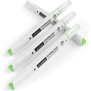 Arteza EverBlend Art Markers Fluorescent Coral A302 (Set of 4), Alcohol Based Sketch Markers with Dual Tips (Fine and Broad Chisel) for Painting, Coloring, Sketching and Drawing(Spring Green A5947 (Set of 4))