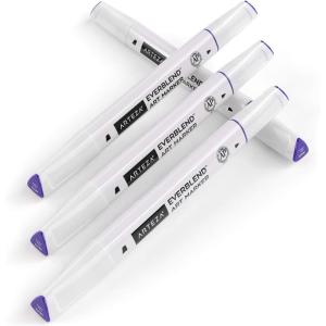 Arteza EverBlend Art Markers Fluorescent Coral A302 (Set of 4), Alcohol Based Sketch Markers with Dual Tips (Fine and Broad Chisel) for Painting, Coloring, Sketching and Drawing(Royal Purple A8273 (Set of 4))