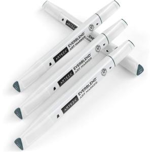 Arteza EverBlend Art Markers Fluorescent Coral A302 (Set of 4), Alcohol Based Sketch Markers with Dual Tips (Fine and Broad Chisel) for Painting, Coloring, Sketching and Drawing(Army Gray A557 (Set of 4))