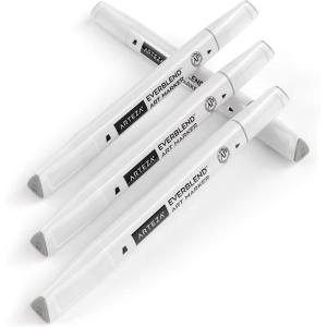Arteza EverBlend Art Markers Fluorescent Coral A302 (Set of 4), Alcohol Based Sketch Markers with Dual Tips (Fine and Broad Chisel) for Painting, Coloring, Sketching and Drawing(Cloudy Gray A151 (Set of 4))