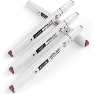 Arteza EverBlend Art Markers Fluorescent Coral A302 (Set of 4), Alcohol Based Sketch Markers with Dual Tips (Fine and Broad Chisel) for Painting, Coloring, Sketching and Drawing(Cinnamon A2491 (Set of 4))