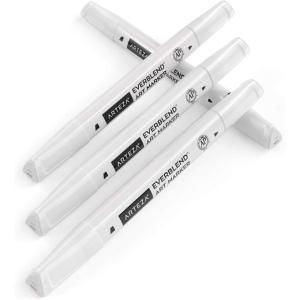 Arteza EverBlend Art Markers Fluorescent Coral A302 (Set of 4), Alcohol Based Sketch Markers with Dual Tips (Fine and Broad Chisel) for Painting, Coloring, Sketching and Drawing(Snow A639)