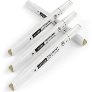 Arteza EverBlend Art Markers Fluorescent Coral A302 (Set of 4), Alcohol Based Sketch Markers with Dual Tips (Fine and Broad Chisel) for Painting, Coloring, Sketching and Drawing(Khaki A4100 (Set of 4))