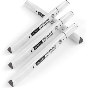 Arteza EverBlend Art Markers Fluorescent Coral A302 (Set of 4), Alcohol Based Sketch Markers with Dual Tips (Fine and Broad Chisel) for Painting, Coloring, Sketching and Drawing(Fossil Gray A754 (Set of 4))