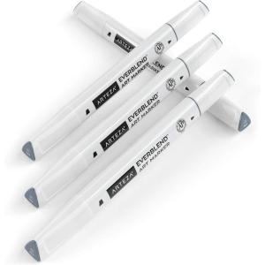Arteza EverBlend Art Markers Fluorescent Coral A302 (Set of 4), Alcohol Based Sketch Markers with Dual Tips (Fine and Broad Chisel) for Painting, Coloring, Sketching and Drawing(Storm Gray A156 (Set of 4))