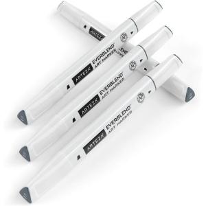 Arteza EverBlend Art Markers Fluorescent Coral A302 (Set of 4), Alcohol Based Sketch Markers with Dual Tips (Fine and Broad Chisel) for Painting, Coloring, Sketching and Drawing(Smoke Gray A157 (Set of 4))