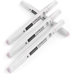 Arteza EverBlend Art Markers Fluorescent Coral A302 (Set of 4), Alcohol Based Sketch Markers with Dual Tips (Fine and Broad Chisel) for Painting, Coloring, Sketching and Drawing(Quartz White A601)