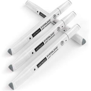 Arteza EverBlend Art Markers Fluorescent Coral A302 (Set of 4), Alcohol Based Sketch Markers with Dual Tips (Fine and Broad Chisel) for Painting, Coloring, Sketching and Drawing(Koala Gray A155 (Set of 4))