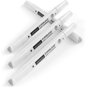 Arteza EverBlend Art Markers Fluorescent Coral A302 (Set of 4), Alcohol Based Sketch Markers with Dual Tips (Fine and Broad Chisel) for Painting, Coloring, Sketching and Drawing(Fog Gray A152 (Set of 4))