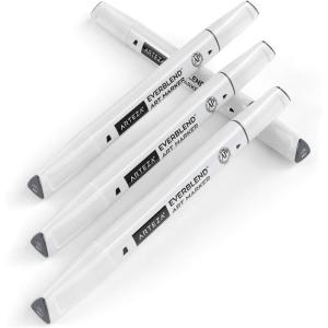 Arteza EverBlend Art Markers Fluorescent Coral A302 (Set of 4), Alcohol Based Sketch Markers with Dual Tips (Fine and Broad Chisel) for Painting, Coloring, Sketching and Drawing(Charcoal Gray A159 (Set of 4))
