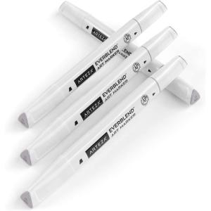 Arteza EverBlend Art Markers Fluorescent Coral A302 (Set of 4), Alcohol Based Sketch Markers with Dual Tips (Fine and Broad Chisel) for Painting, Coloring, Sketching and Drawing(Blush Gray A752 (Set of 4))