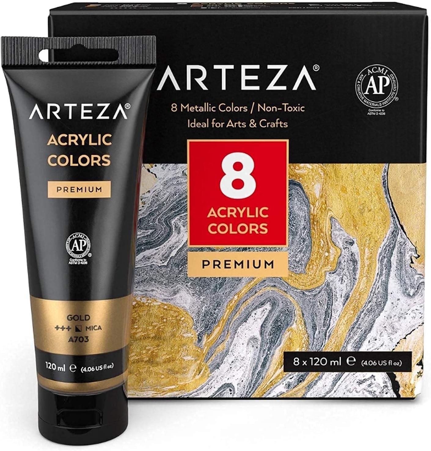imageARTEZA Metallic Painting Bundle Painting Art Supplies for Artist Hobby Painters amp Beginners