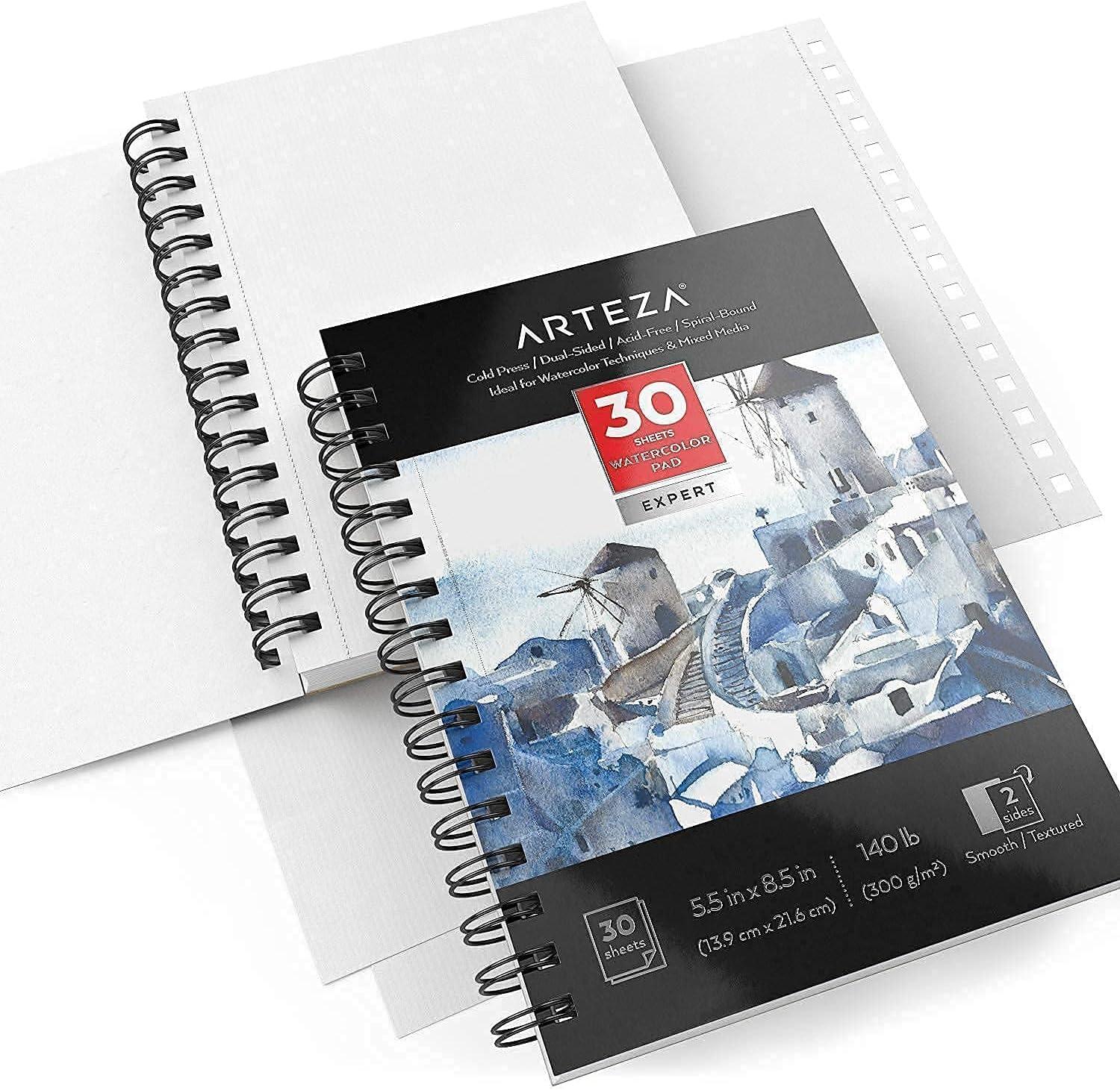 imageArteza Watercolor Paint Set and Expert Watercolor Pad Bundle for Artists amp Hobby Painters