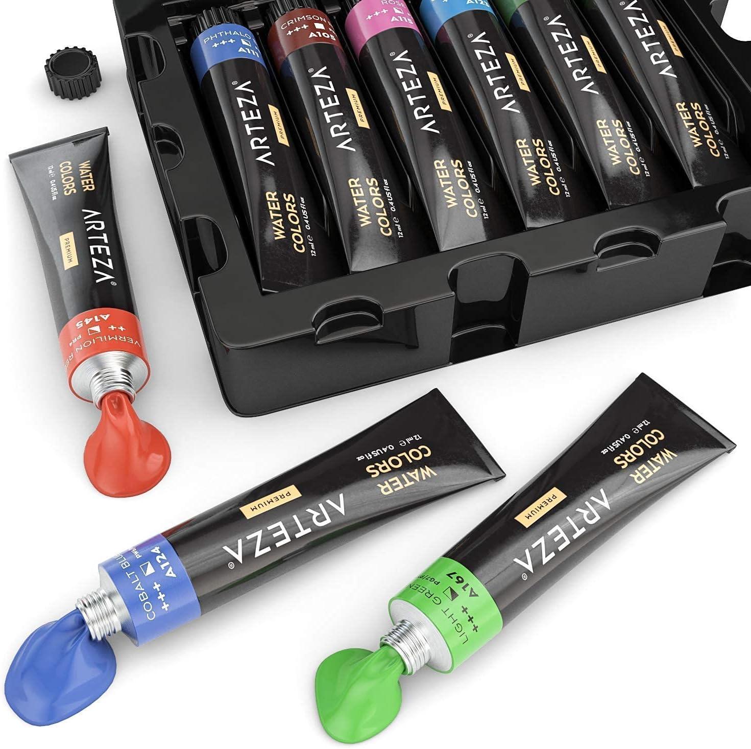 imageArteza Watercolor Paint Set and Expert Watercolor Pad Bundle for Artists amp Hobby Painters