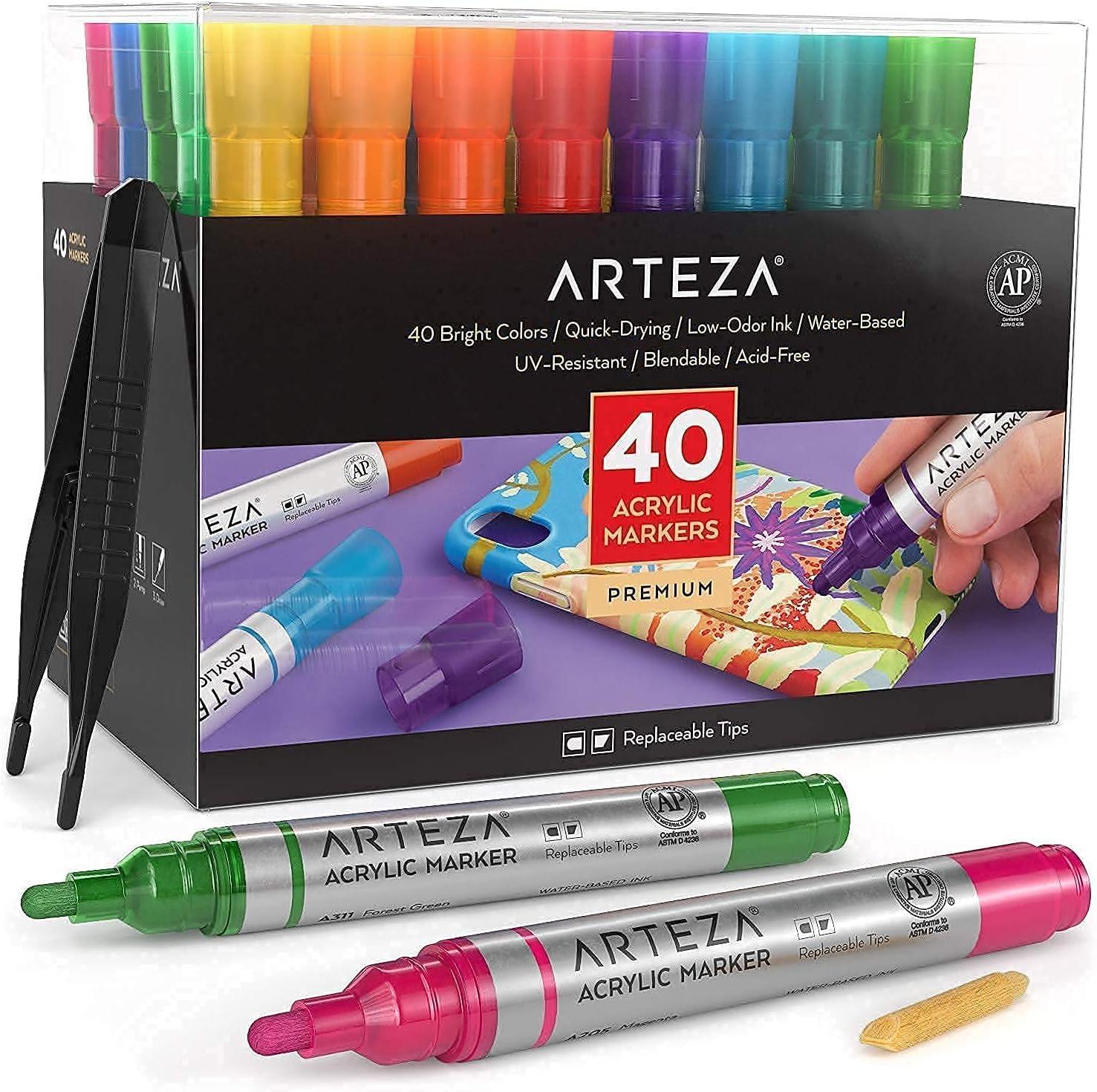 imageARTEZA Acrylic markers and Paint Bundle Painting Art Supplies for Artist Hobby Painters amp Beginners