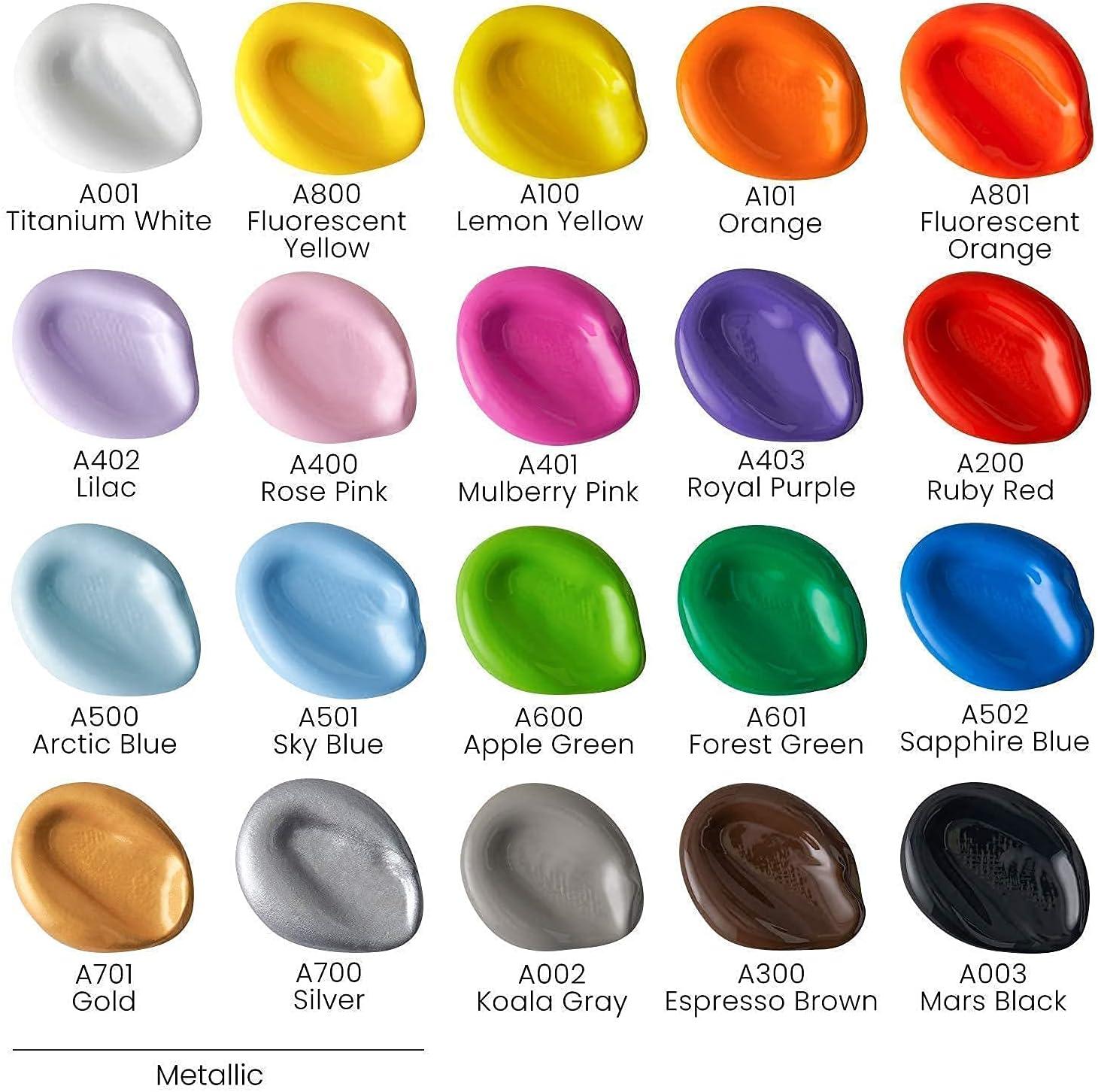 imageARTEZA Craft Acrylic Paints Mica Powder and Wood Slices Bundle Painting Art Supplies for Artist Hobby Painters amp Beginners