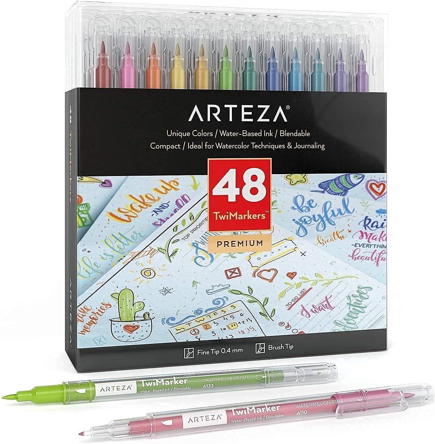 imageARTEZA Fineliners and Markers Bundle for Coloring Calligraphy Sketching Doodling Drawing Journaling Hand Lettering amp Painting