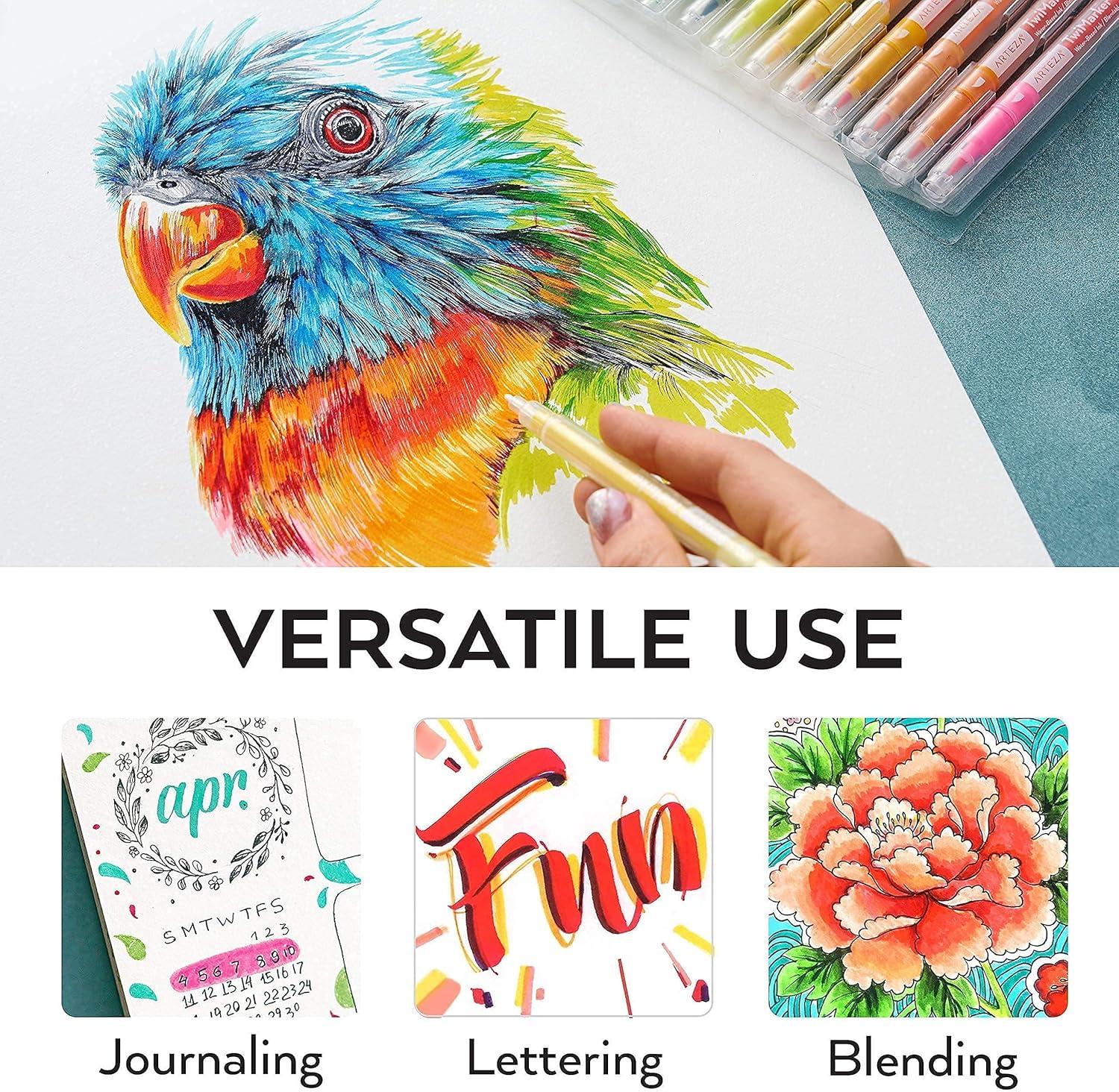 imageARTEZA Fineliners and Markers Bundle for Coloring Calligraphy Sketching Doodling Drawing Journaling Hand Lettering amp Painting