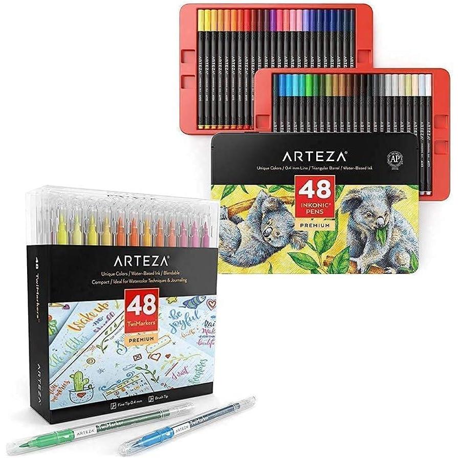 imageARTEZA Fineliners and Markers Bundle for Coloring Calligraphy Sketching Doodling Drawing Journaling Hand Lettering amp Painting