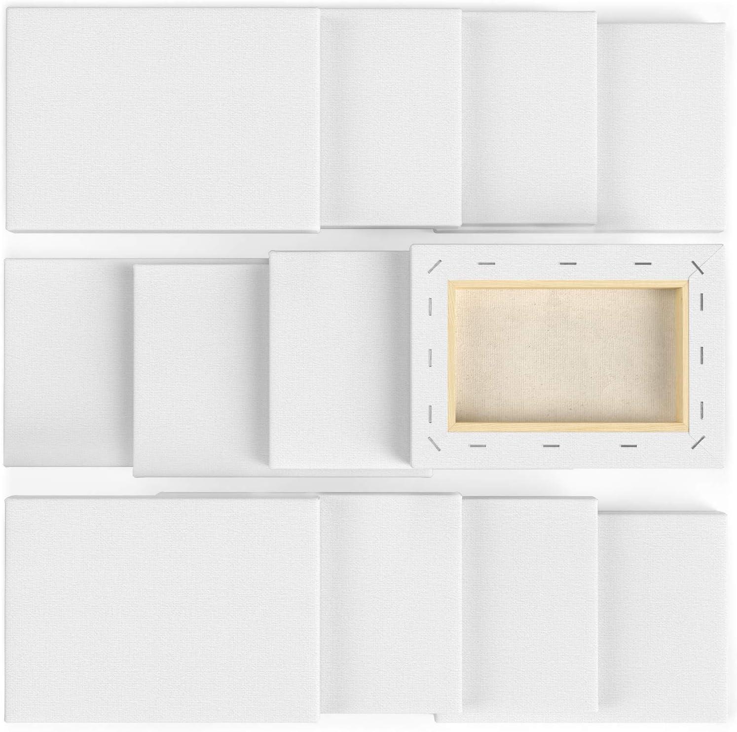imageArteza 5x7 Stretched White Blank Canvas 12 Pack 100 Cotton for Painting Acrylic Pouring Oil Paint amp Wet Art MediaIdeal for Professional Artist Hobby Painters amp Beginners
