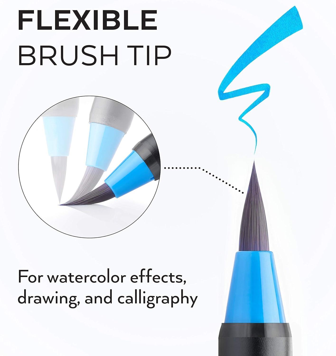 imageArteza Real Brush Pens and Watercolor Pad Bundle Drawing Art Supplies for Artist Hobby Painters amp Beginners
