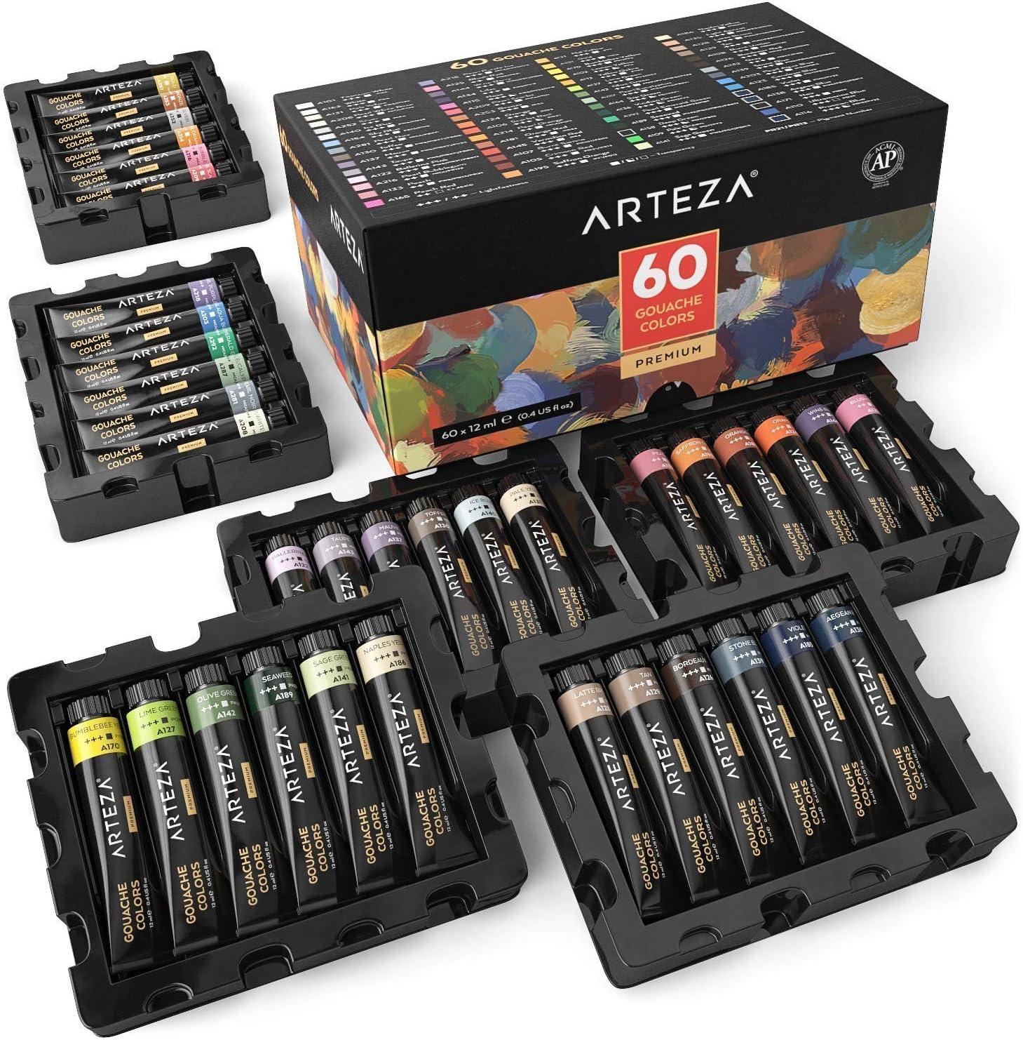 imageArteza Gouache Paint and Canvas Panels Bundle Painting Art Supplies for Artist Hobby Painters amp Beginners