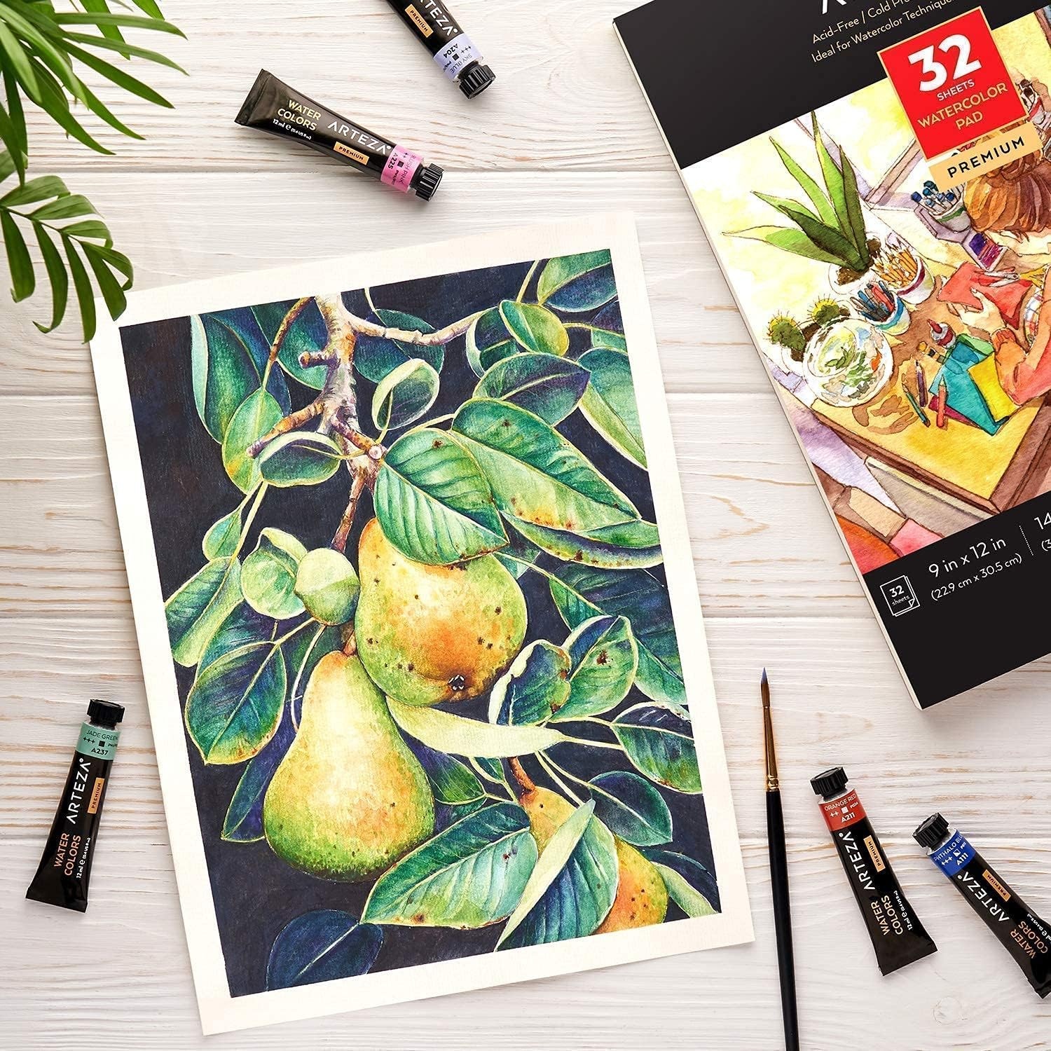 image:imageArteza Metallic Watercolor Paint and Pad Bundle Painting Art Supplies for Artist Hobby Painters amp Beginners