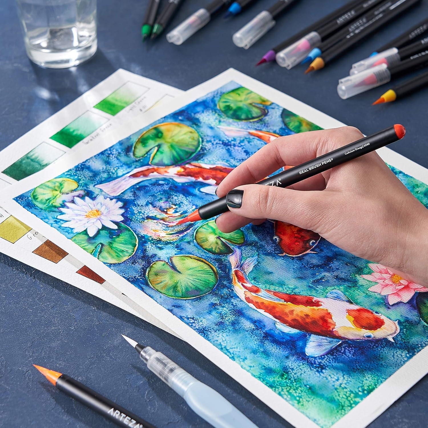 image:imageArteza Real Brush Pens and Watercolor Painters Bundle Painting Art Supplies for Artist Hobby Painters amp Beginners